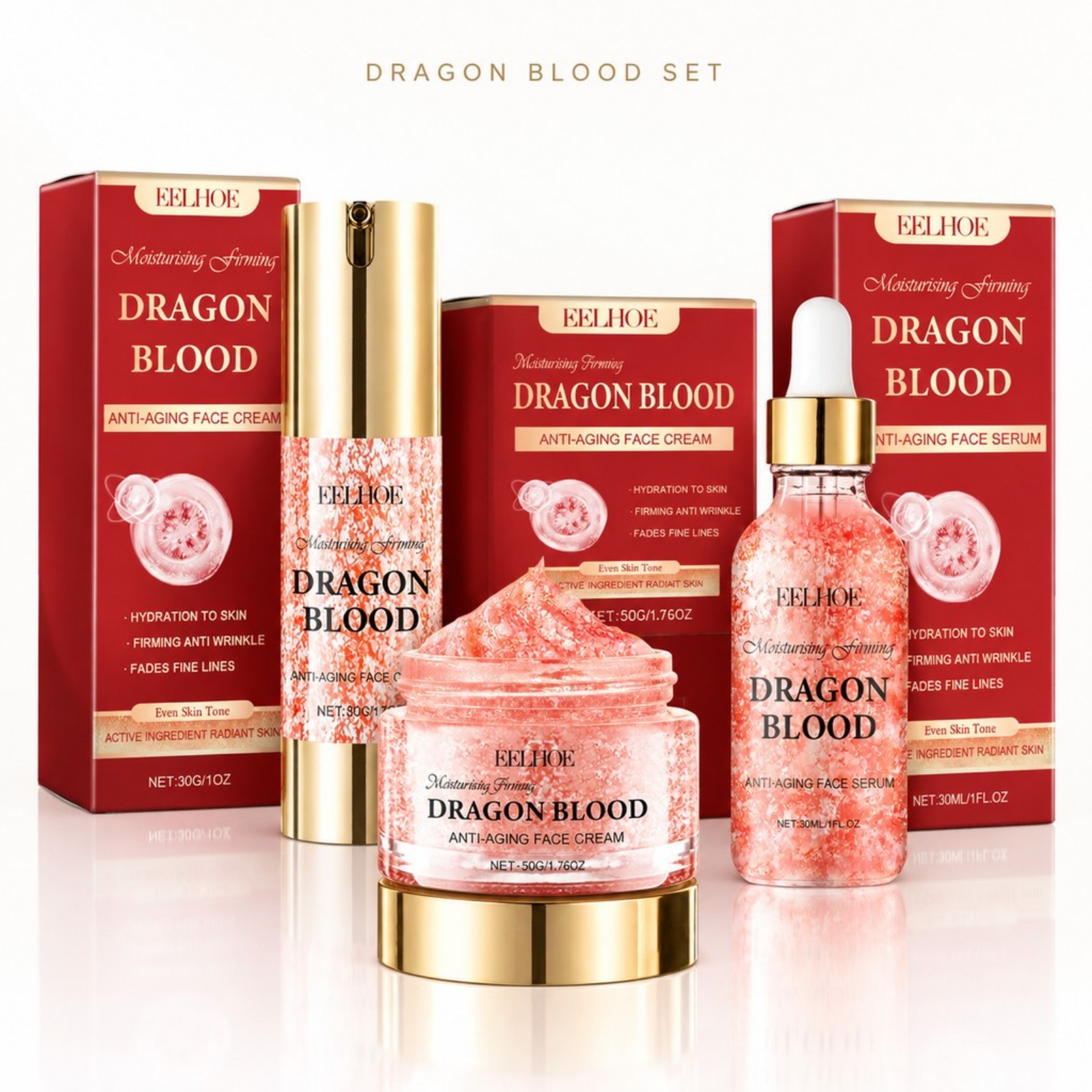 Luxury Skincare Brands - Dragon Blood gezichtsverzorgingsset: verhelderend, verstevigend, anti-rimpelserum,